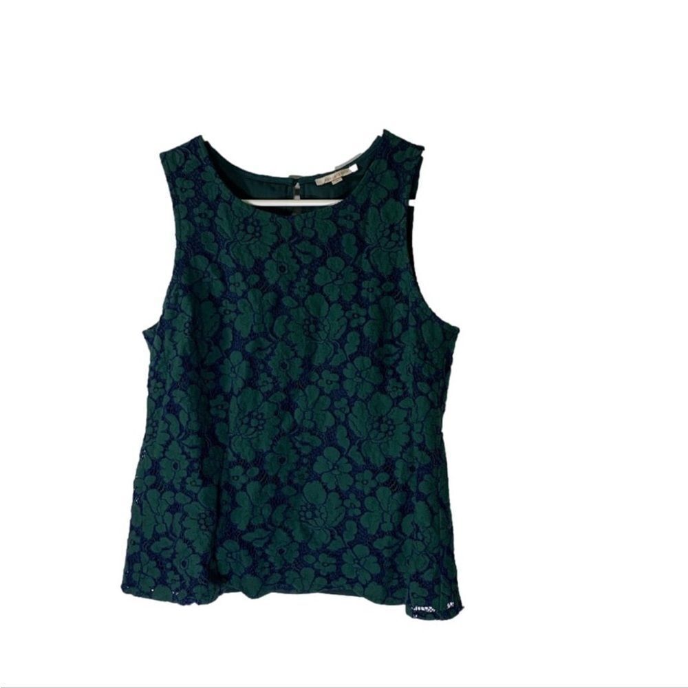 Skies Are Blue Small Green‎ and Blue Floral Lace Top